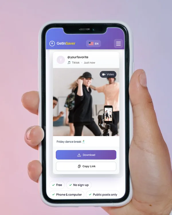 The video ready on a phone with a Download button