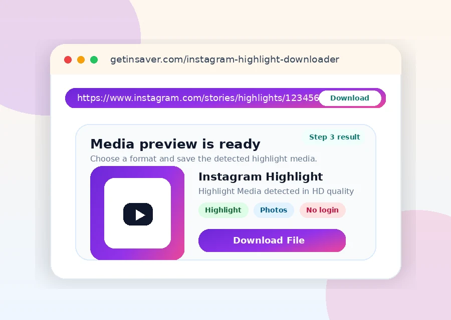 Step 3: preview and download Instagram highlight media