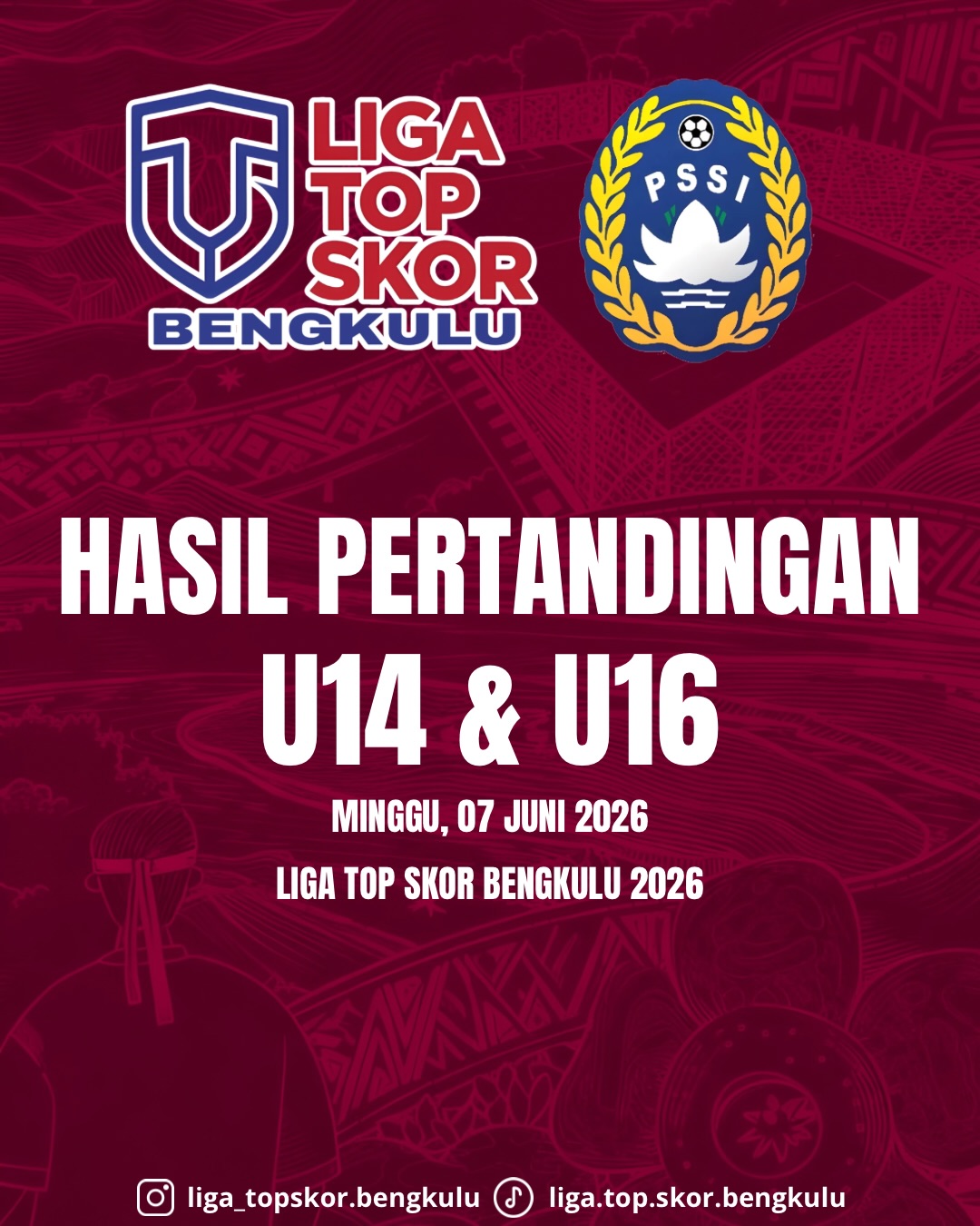 Berikut kami sampaikan hasil pertandingan liga top skor bengkulu u14 & u16…