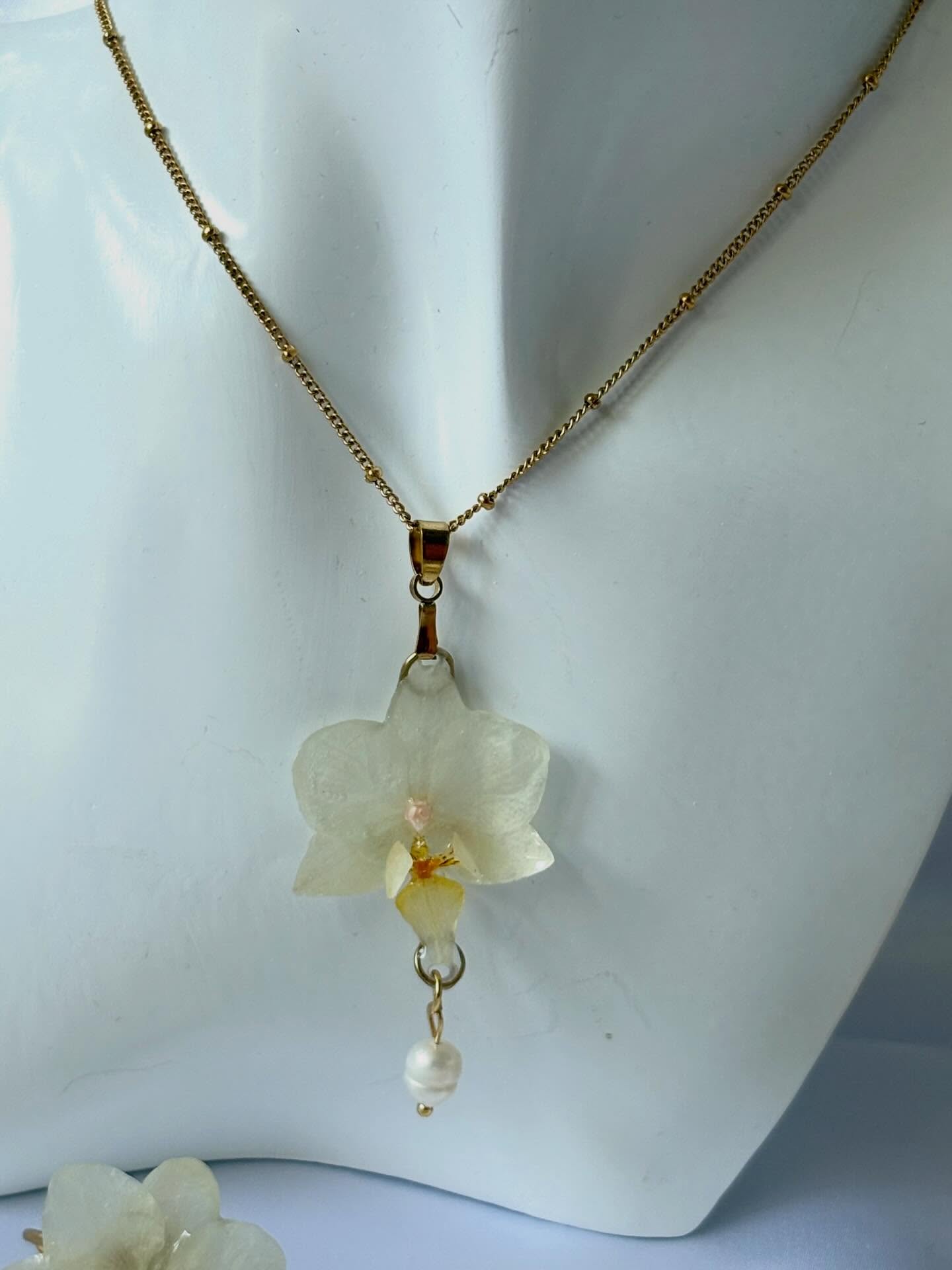 Hoe cute en mooi zijn deze kleine witte orchideeën met (nep) pareltjes.…