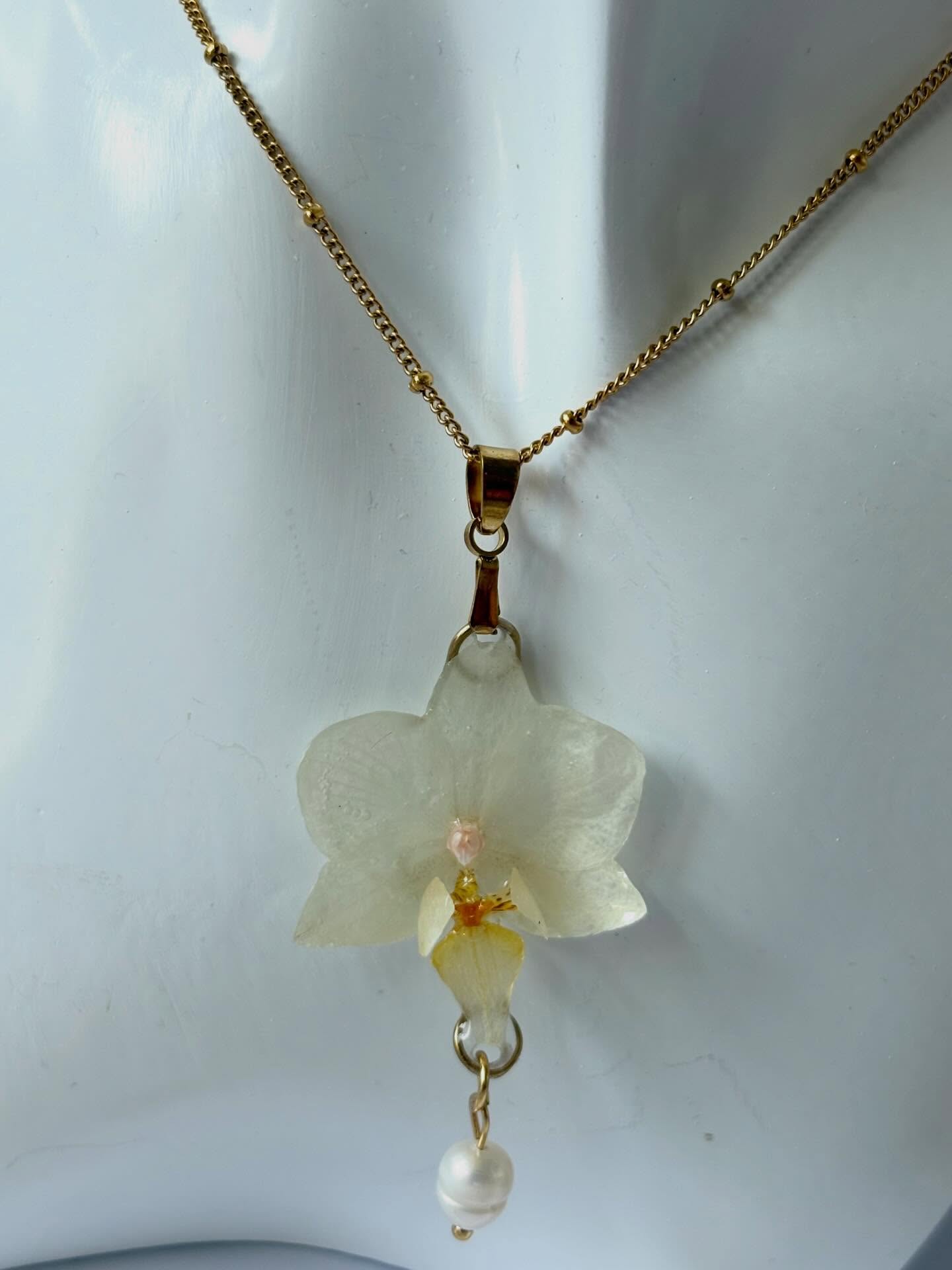 Hoe cute en mooi zijn deze kleine witte orchideeën met (nep) pareltjes.…