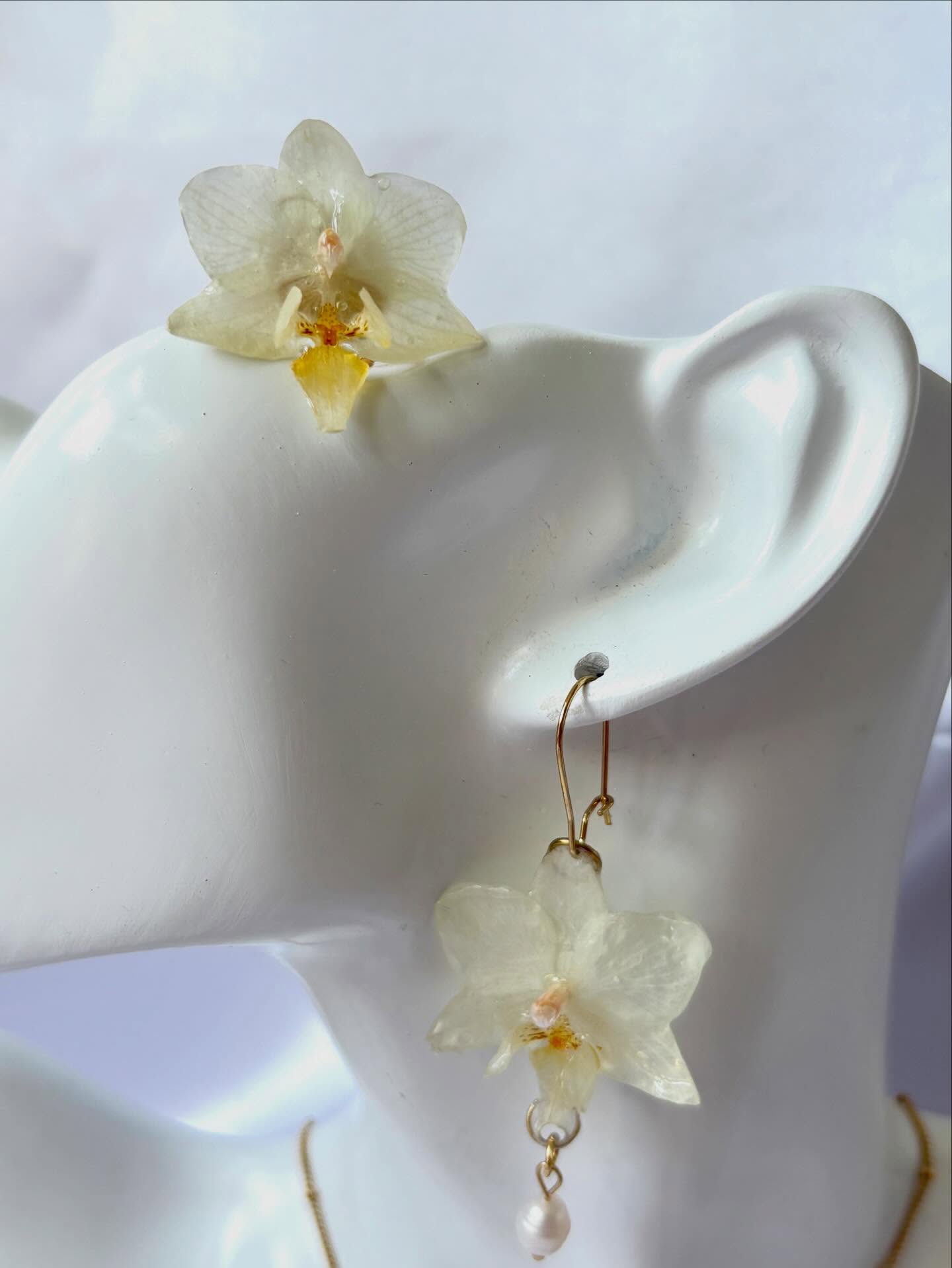 Hoe cute en mooi zijn deze kleine witte orchideeën met (nep) pareltjes.…