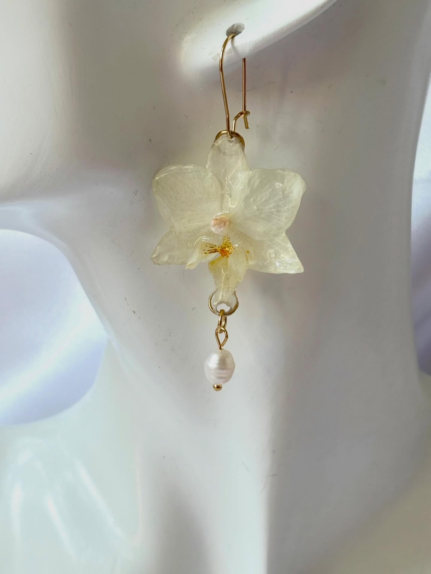 Hoe cute en mooi zijn deze kleine witte orchideeën met (nep) pareltjes.…